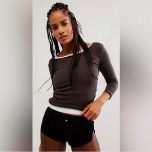 Free People Downtime Long Sleeve Ribbed Tee✨